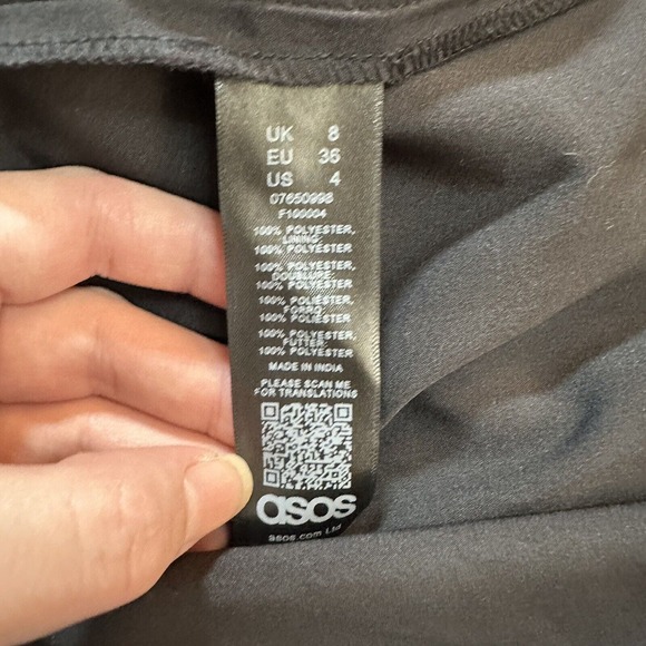 ASOS Black Pleated Chiffon‎ Blouse Open Back Tie size 4 - Picture 7 of 8